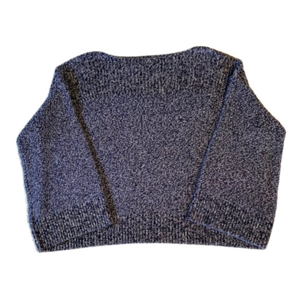 Loft Bell Sleeve Sweater (Navy Blue and White) Size Medium